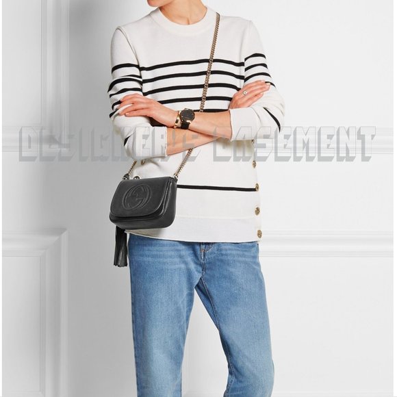 GUCCI blk SOHO Interlocking G Crossbody Tassel bag - Picture 6 of 8